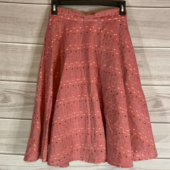 Modcloth Pink Multi Color Polka Dot A-line Circle Midi Skirt - Picture 1 of 8